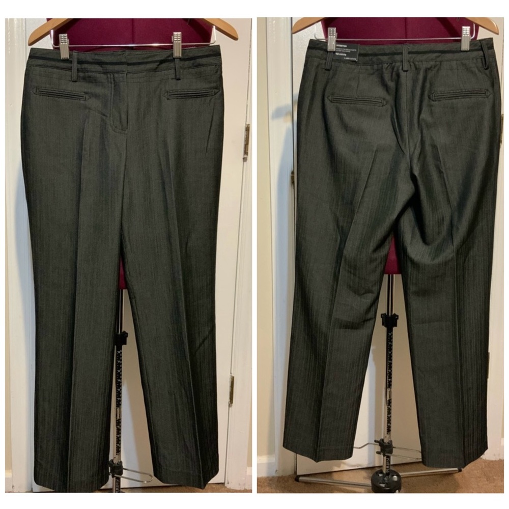 NWT Larry Levine Stretch Petite Dressy Charcoal Trousers